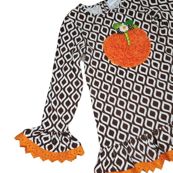 Emily Rose pumpkin patch fall ruffle lace ribbon halloween bell sleeve outfit 8 - Picture 5 of 9